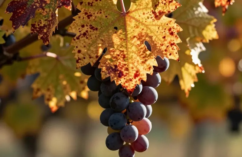Sunlit vine leaves